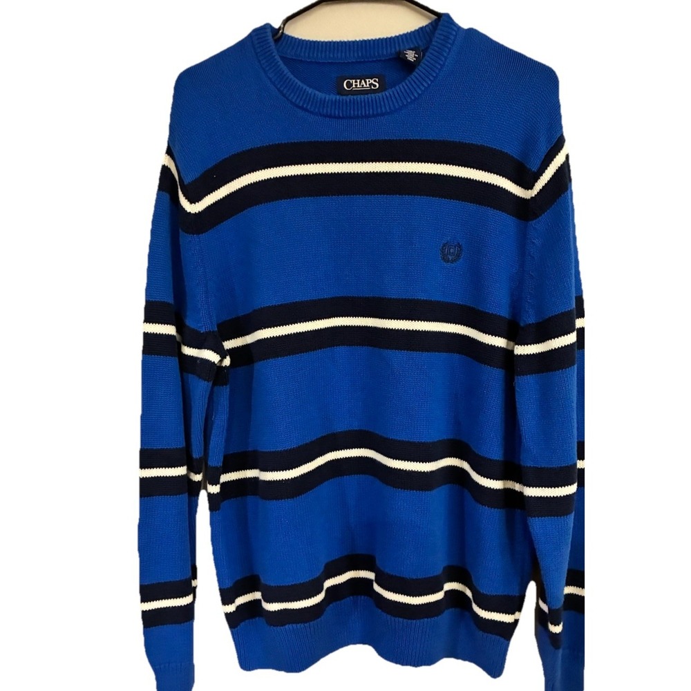chaps ralph lauren Blue Sweater Size Large New 100% cotton